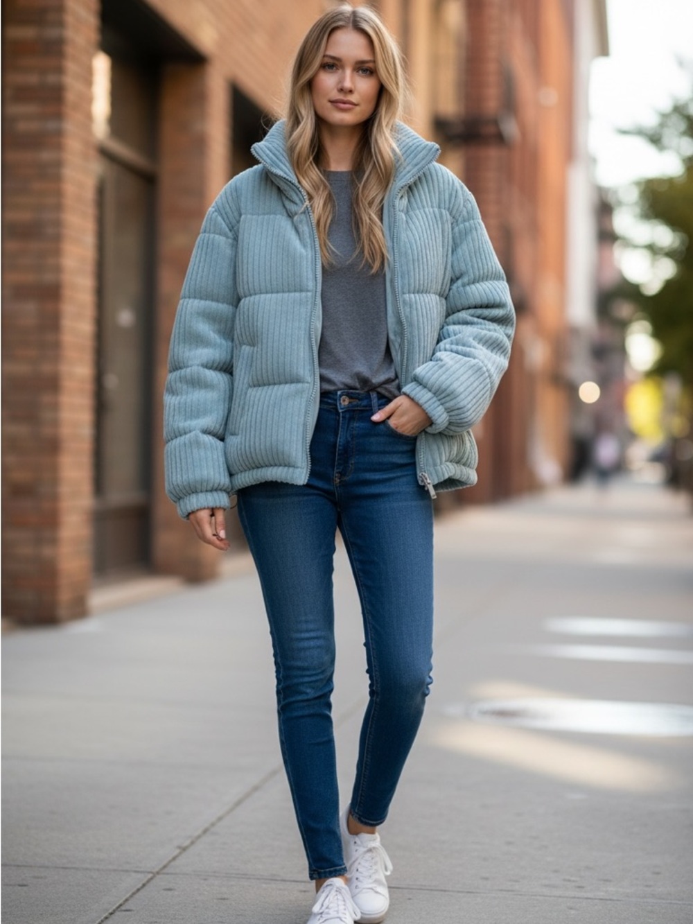 Koolaburra by UGG Ribbed Quilted Puffer Jacket - Dusty Sage